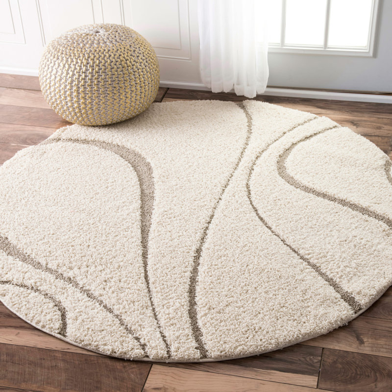 Wrought Studio Allysa Abstract Shag Area Rug in Cream/ Beige & Reviews